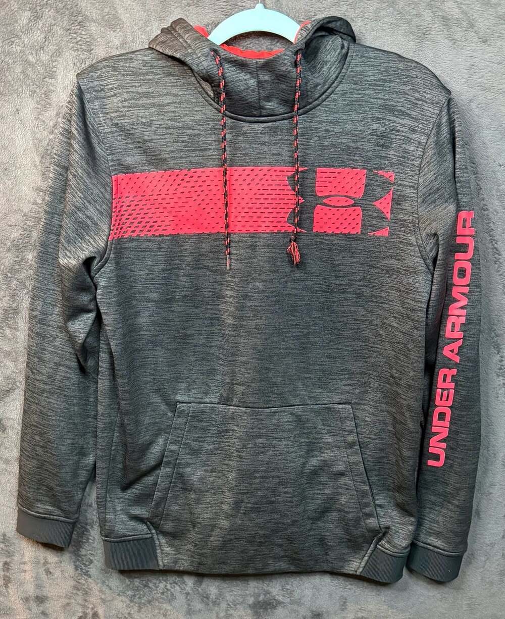 Under Armour ColdGear Hoodie Size MD Gray Pink Loose Fit Pullover Sweatshirt